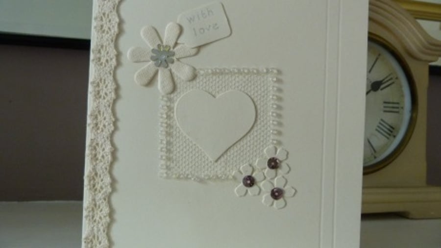 Heart Beaded Wedding Card