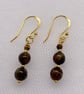 Tigers Eye Gold Vermeil Earrings  - Image 2