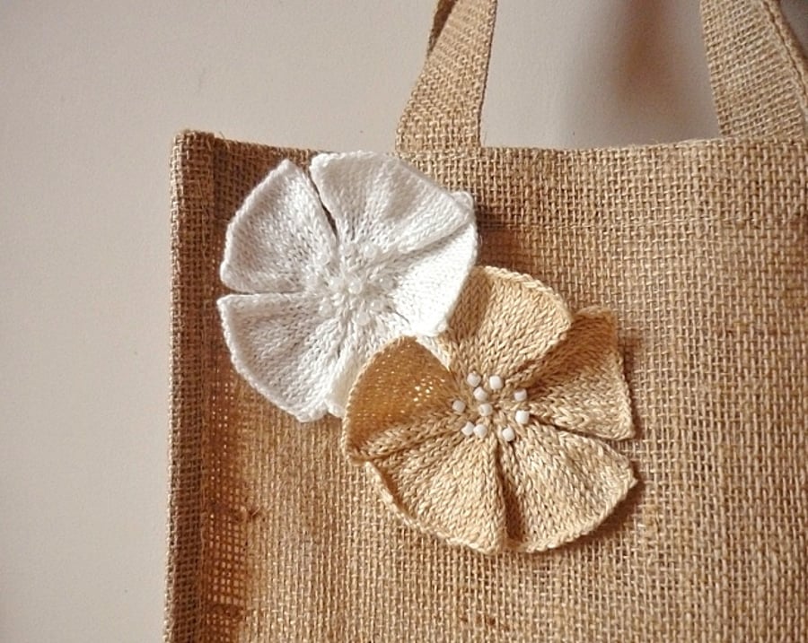 Linen flower appliques - Clothes embellishments - Eco friendly present