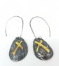 Josefina by Fedha - oxidised, embossed sterling silver dangles, Keum Boo detail - Image 3