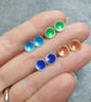 Orange enamel studs, Small round earrings, Colourful jewellery - Image 5