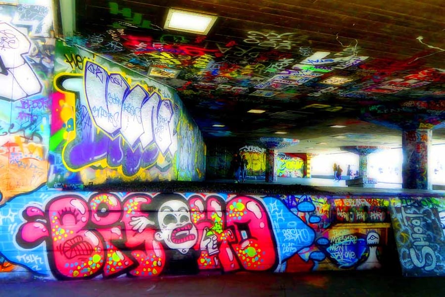 Southbank Skate Park Graffiti Street Art London 18"x12" Print