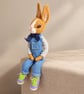 One of a Kind. Cheeky Dutch Rabbit in Dungerees. Art Doll. - Image 3