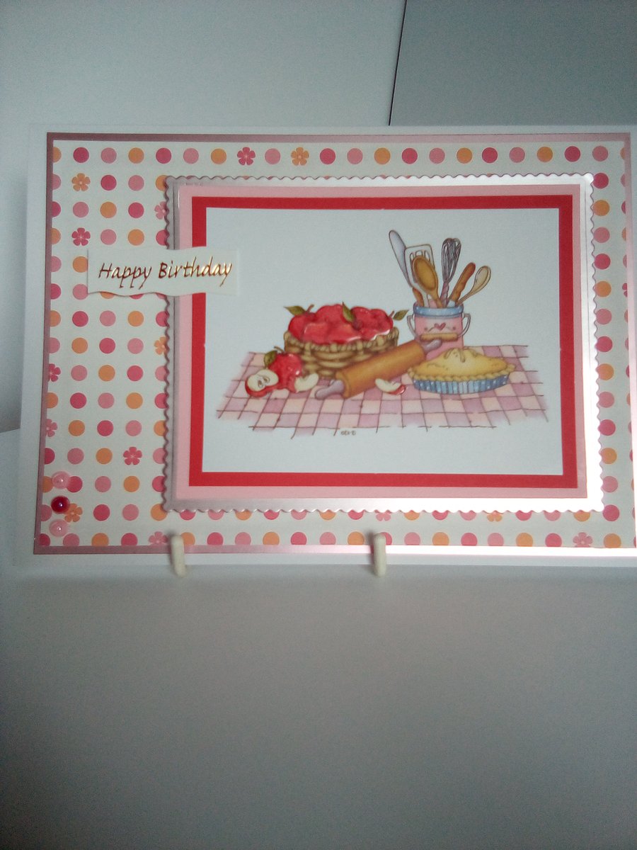 Papercraft baking themed Birthday card