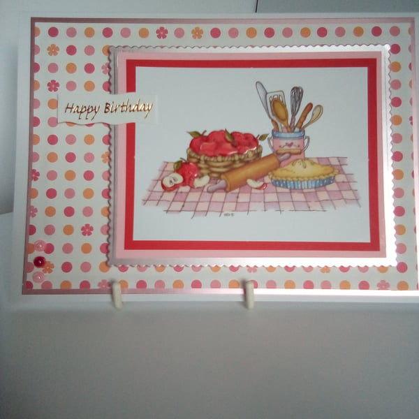 Papercraft baking themed Birthday card