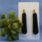 Long Black Bar Drop Earrings
