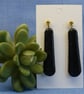 Long Black Bar Drop Earrings