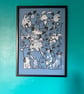 Dog Ears A3 unframed Screen Print grey-blue by Jo Brown Happy Tomato