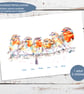 Personalised robin family portrait - multiple print options - any name - Image 1