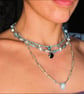 Aquamarine Gemstone and Glass Choker Necklace