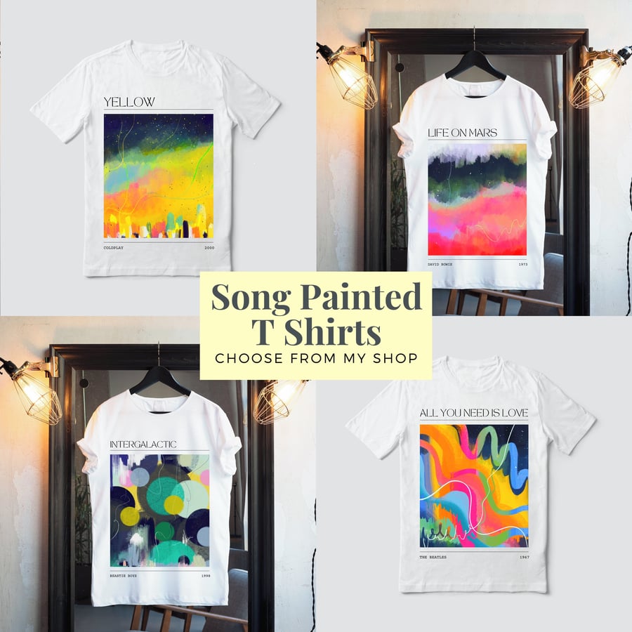 Painted Song T Shirt Abstract Music Graphic T Shirt Band Tee Song Lyrics Wedding