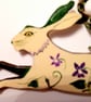 Violet hare  on wood  in cream and dark green - Image 2