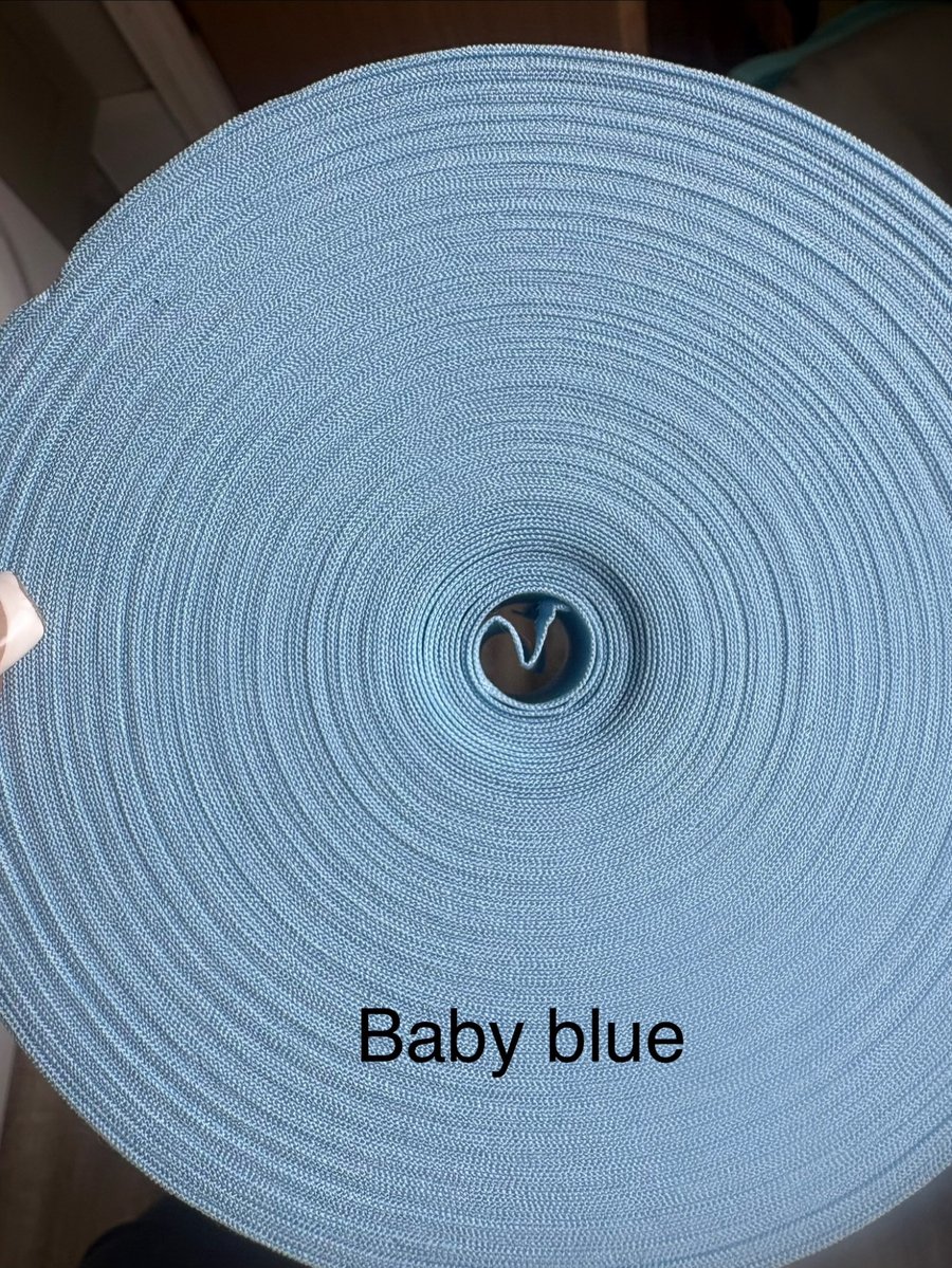 5 meters 1" (25mm) baby blue cotton bias binding 