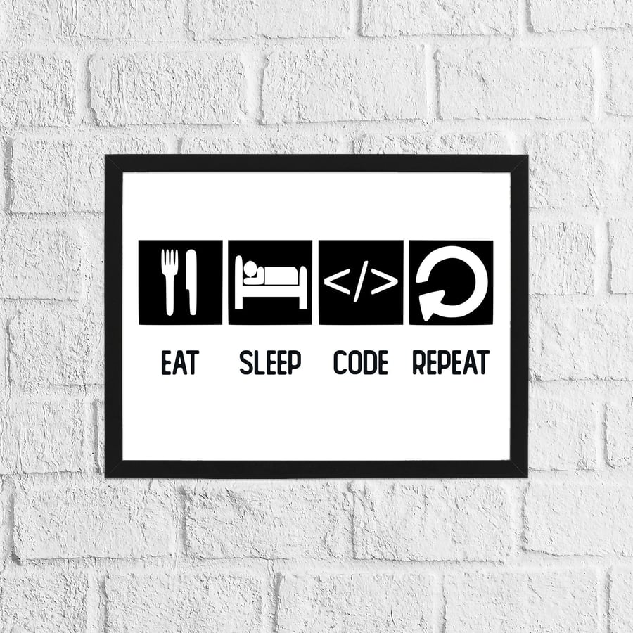 Eat, sleep, code, repeat print