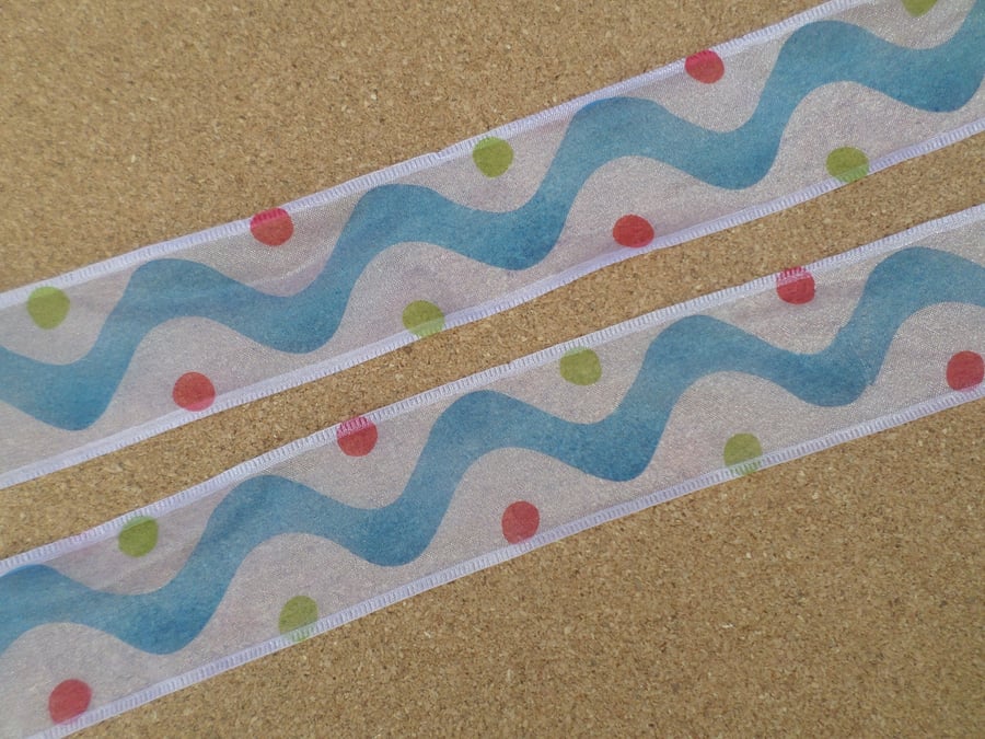 1m Printed Ribbon - Organza - 40mm - Carnival