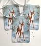 GIFT TAGS , Christmas, Winter ( set of 3) Vintage-style  ' Little Prince'. Deer. - Image 3