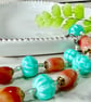 Teal and pink glass bead bracelet with extender chain.  - Image 3