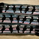 Crochet Murder of Crows on a Wire Mosaic Scarf 