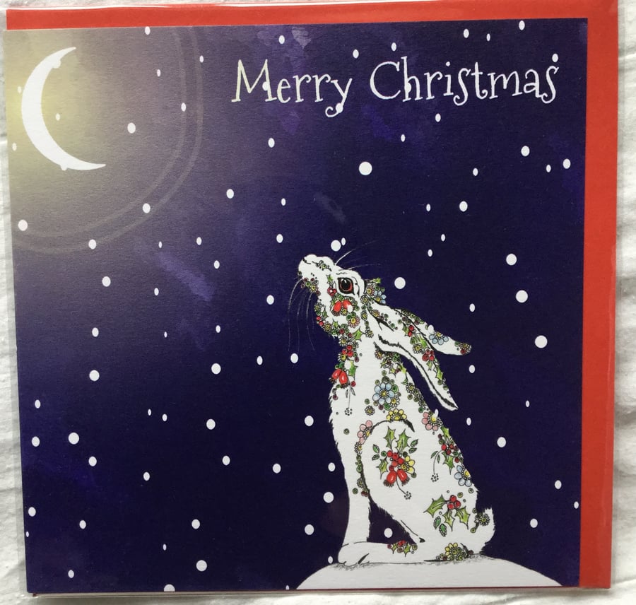 Rosehip Hare Merry Christmas card
