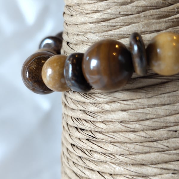 Good Life. Tiger's Eye Jasper and Bronzite Stone Bracelet by BDS.