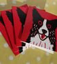 BORDER COLLIE DOG ON DARK PINK - Image 2