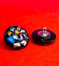 Set of two black satin dichroic glass shank buttons - Image 2