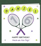 Tennis Birthday Card, ANY AGE, handmade, personalised, 148mm square