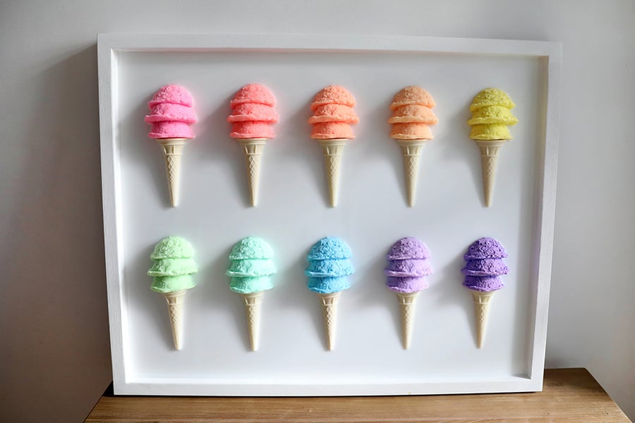 Vibrant Ice Cream Resin Wall Art : Rainbow Popsicle Sculpture, Modern Dessert De