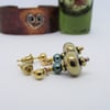 Earrings gemstone gold and green haematite drop gold stud