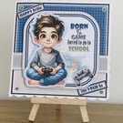 Born to Game Boys 3D Birthday Card plus Matching Gift Tag