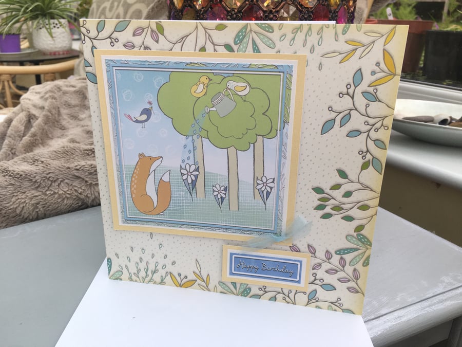 Forest Friends whimsical birthday card