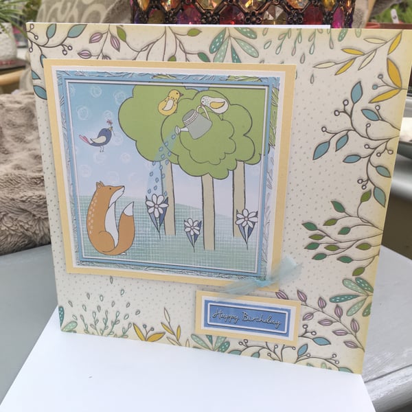 Forest Friends whimsical birthday card