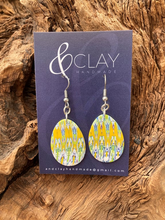 Colourful Patterned Polymer Clay Easter Egg Earrings