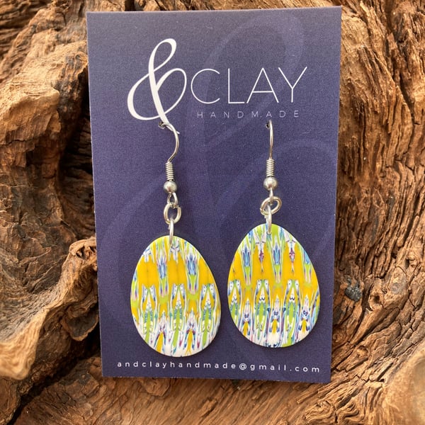 Colourful Patterned Polymer Clay Easter Egg Earrings