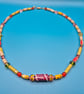 Paper beaded necklace made with wall paper and beautiful coloured glass beads - Image 6