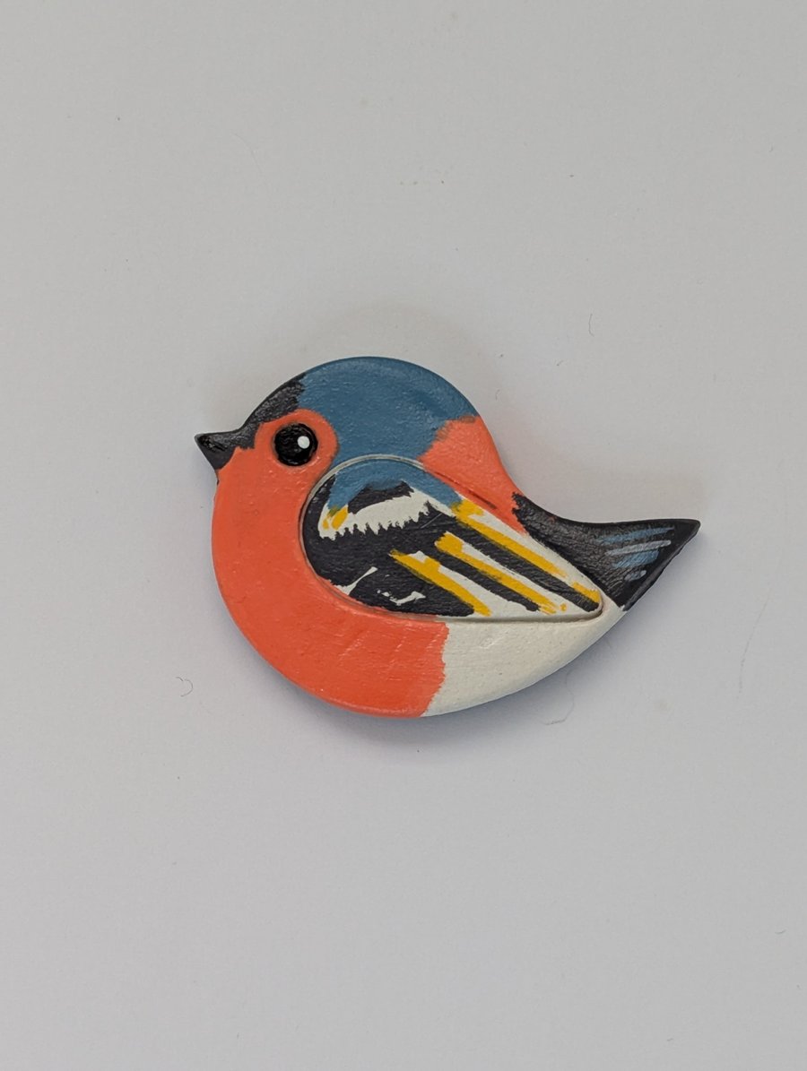 Clay garden bird fridge magnet, chaffinch, kitchen gift for a bird lover
