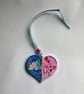 Hand painted wooden PEACE heart 