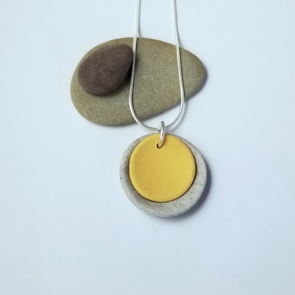 Necklacet CHOOSE COLOUR orange, yellow, red, Ceramic 2 Dome Pendant 3 UK Postage