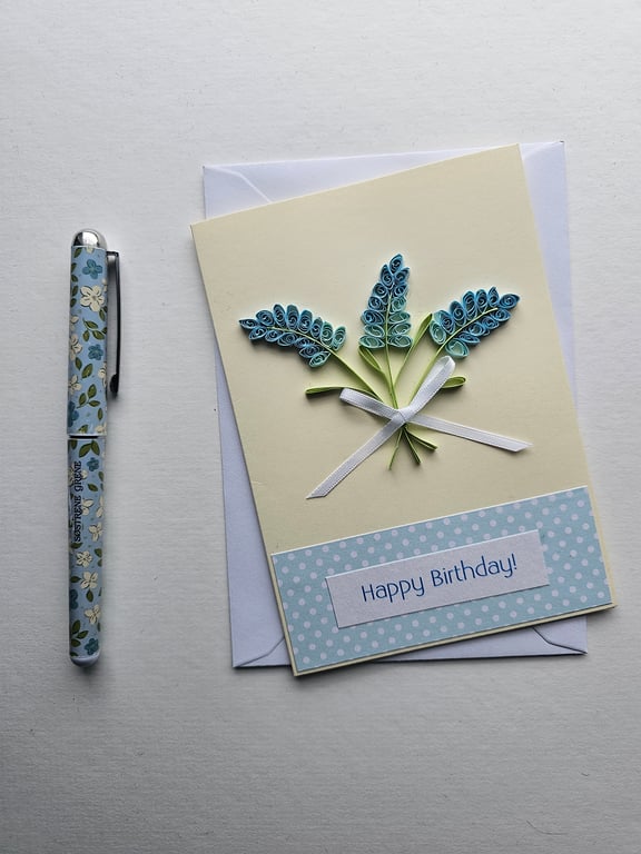 Perfectly Imperfect Quilled Lavender Birthday Card Size 6" x 4" 