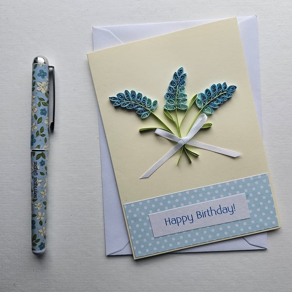 Perfectly Imperfect Quilled Lavender Birthday Card Size 6" x 4" 