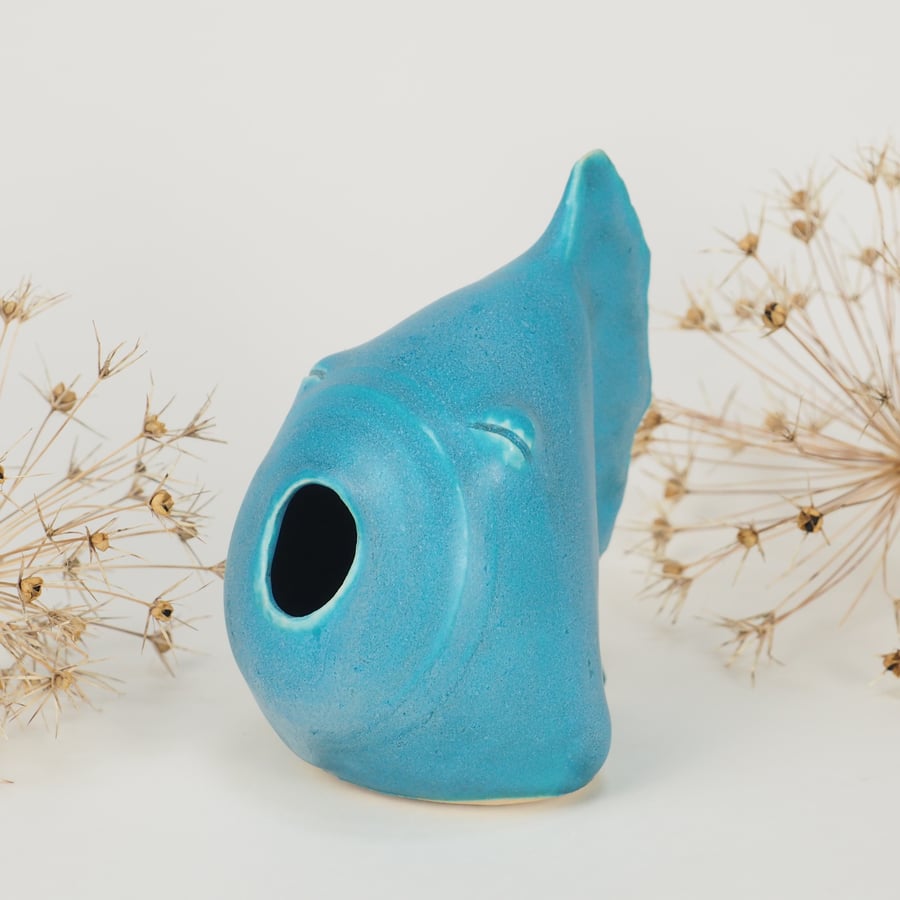 Sleepy Turquoise Fish, Ceramic