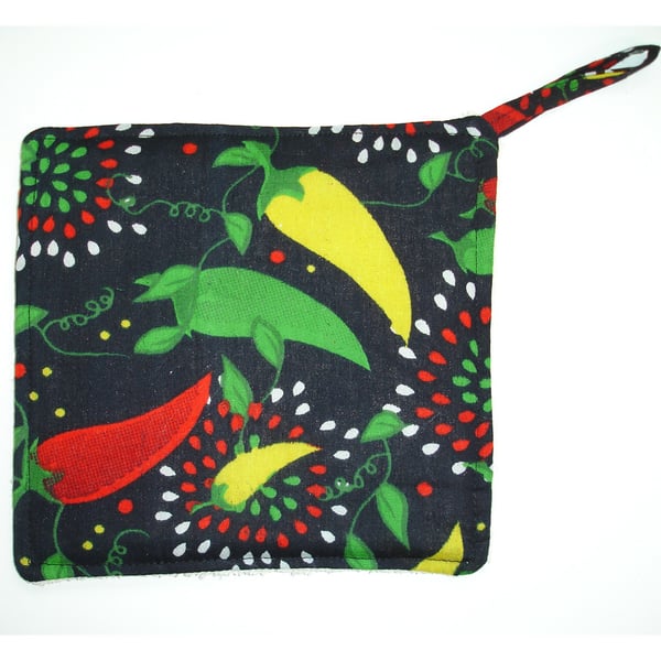 Pot Holder Chilli Pepper Red Black Kitchen Grab Mat Chef's Pad Cooks Kitchen