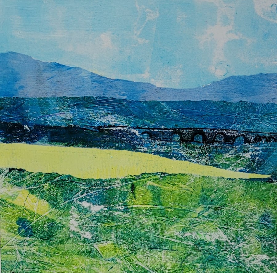 "Blue ridge"  original abstract landscape collage 