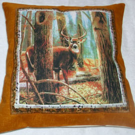 Deer Stag in Autumnal Forest Cushion