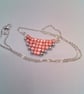 Hand Sewn Metallic Pink and Silver Beaded Pyramid Necklace, Gift for Her - Image 3