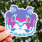 Blue and Red Tiger Die Cut Sticker