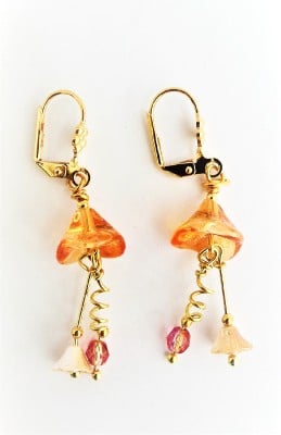 " Autumn Glow" Czech  Glass Earrings.