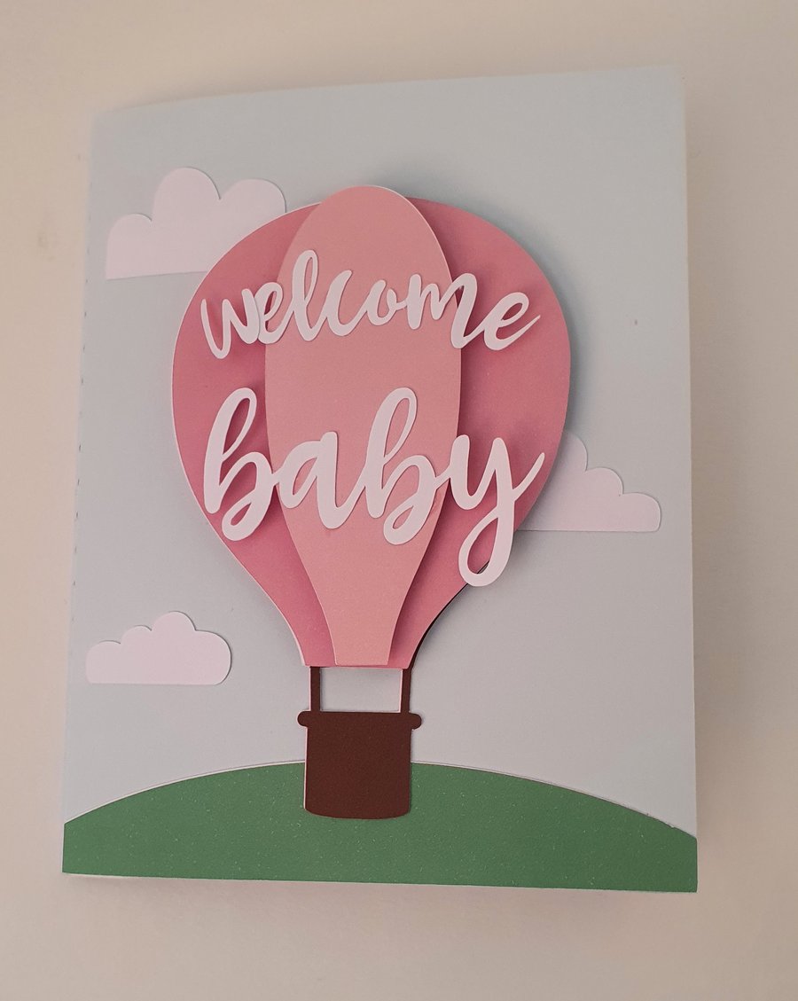Welcome Baby Hot Air Balloon New Baby Card 
