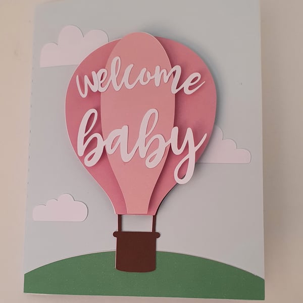 Welcome Baby Hot Air Balloon New Baby Card 