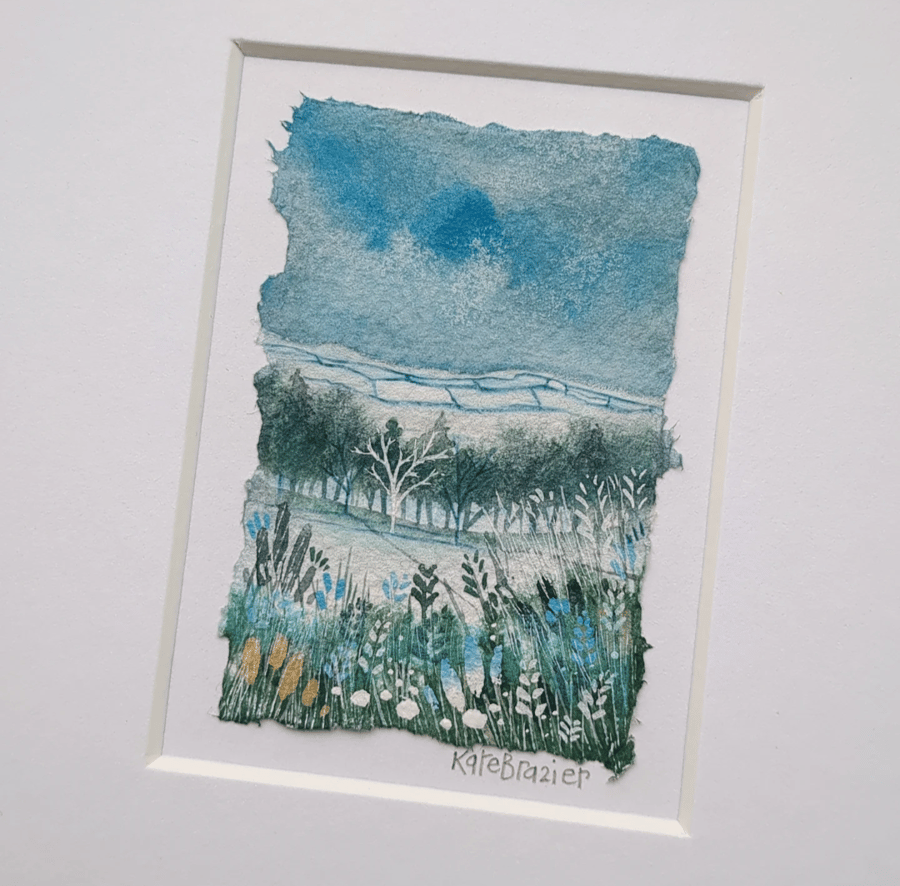 A Little Winter Walk - Original miniature. A5 Mounted